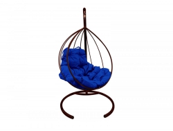 Подвесное кресло Кокон Капля каркас коричневый-подушка синяя