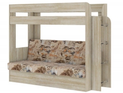 Двухъярусная кровать с диваном Карамель 75 сонома-саванна