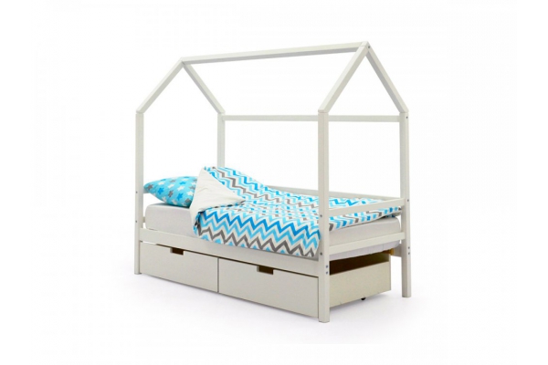 Кровать-домик Svogen с ящиками белый