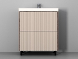 Тумба Рица 60 напольная 2 ящика раковина Слим 60 cерый/керамика