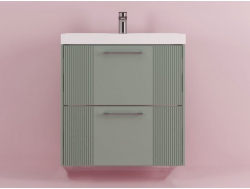 Тумба Альба 60 подвесная 2 ящика раковина Слим 60 мята
