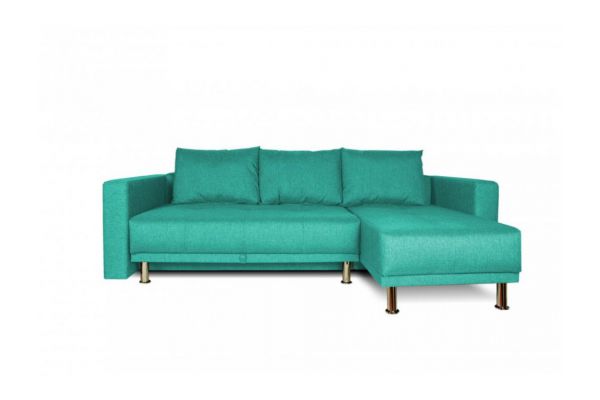 Диван бирюзовый угловой с подлокотниками Некст