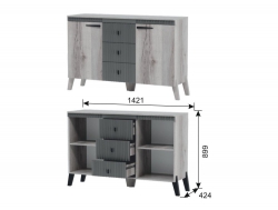 Комод с ножками Ольга 3 дуб делано