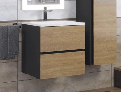 Тумба с раковиной Uperwood Barsa 50 см раковина белая-тумба черная/дуб сонома