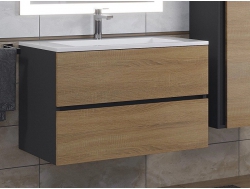 Тумба с раковиной Uperwood Barsa-Next черная/дуб сонома 80 см