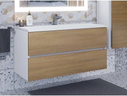 Тумба с раковиной Uperwood Barsa 100 см раковина белая-тумба белая/дуб сонома