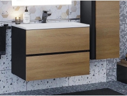 Тумба с раковиной Uperwood Barsa 70 см раковина белая-тумба черная/дуб сонома