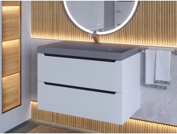 Тумба с раковиной Uperwood Tanos-Classic Quartz  белая графит/бетон 80 см